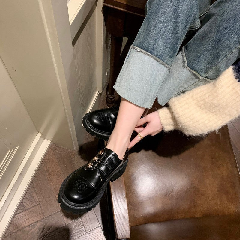 Damen komfortable Schnürschuhe aus hochwertigem Kunstleder mit eleganter Schnallenverzierung R&B