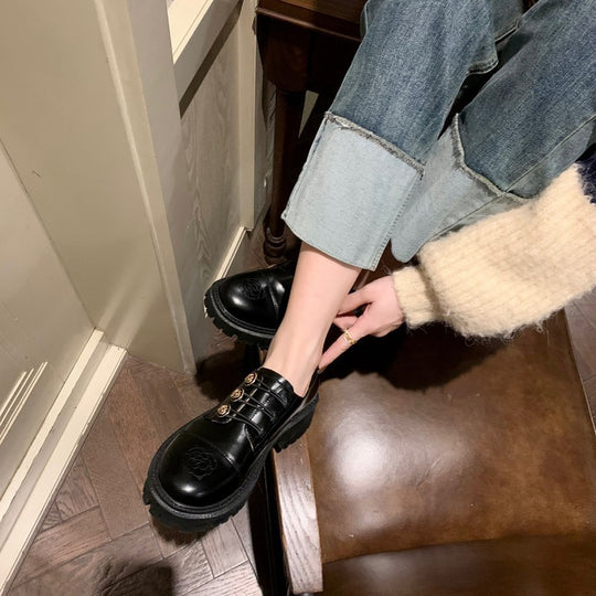 Damen komfortable Schnürschuhe aus hochwertigem Kunstleder mit eleganter Schnallenverzierung R&B