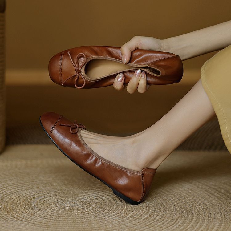 Damen Ballerinas mit elegantem Schleifenakzent aus hochwertigem Leder R&B