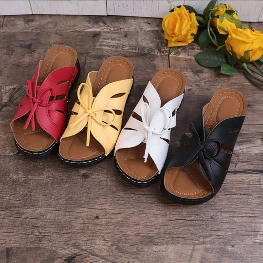 Damen Komfortable Riemchensandalen mit dekorativem Schleifen-Design R&B