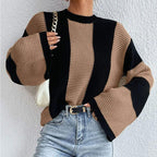 Damen Strickpullover mit einzigartiger Waffelstruktur und breiten Ärmeln