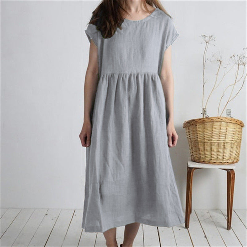 Damen Langmaxikleid aus atmungsaktivem Leinenstoff mit lockerer Passform R&B