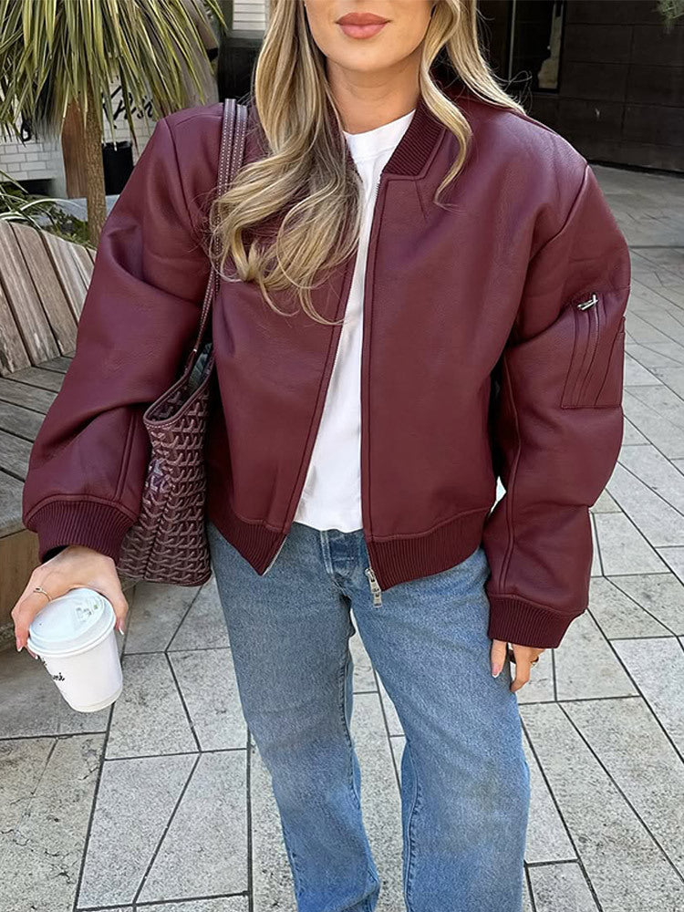 Damen Lässige jacke mit voluminösen Ärmeln und Reißverschluss R&B