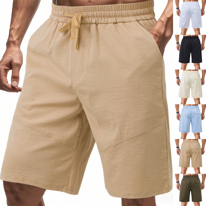 Herren nan knielange Leinenmix-Shorts mit elastischem Kordelzugbund und seitlichen Schubtaschen R&B