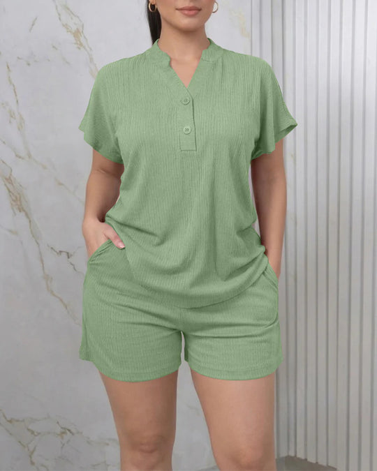Damen Freizeit-Jumpsuit mit Knopfleiste und seitlichen Taschen R&B