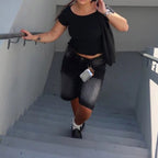 Damen Denim-Shorts mit lässigem Schnitt und mittlerer Leibhöhe R&B