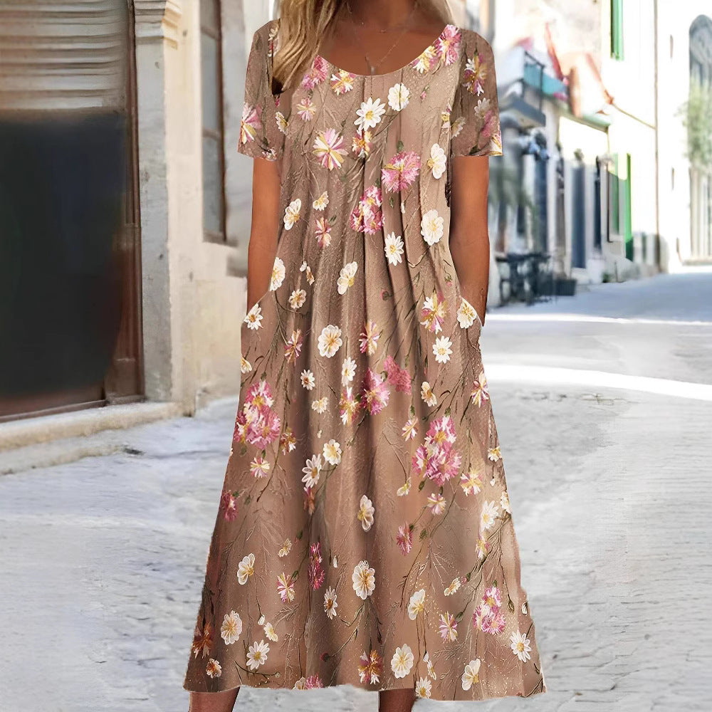 Damen Maxikleid mit floralem Design und praktischen Taschen Heidi-Mode