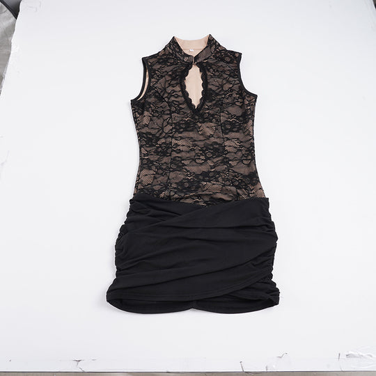 Damen Spitzenkleid mit raffinierten Drapierungsdetails R&B