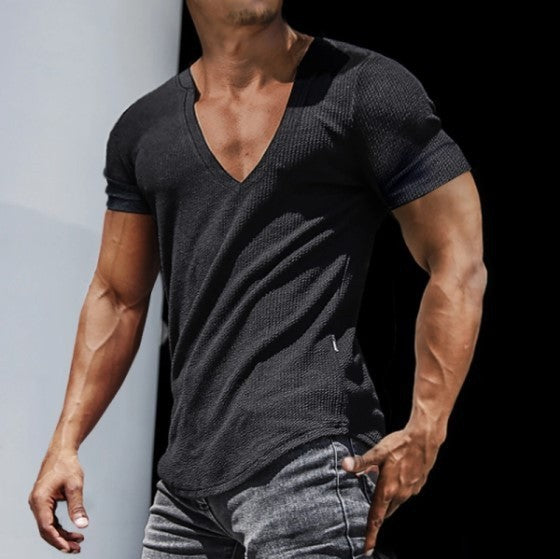 Herren V-Ausschnitt T-Shirt mit strukturierter Oberfläche R&B