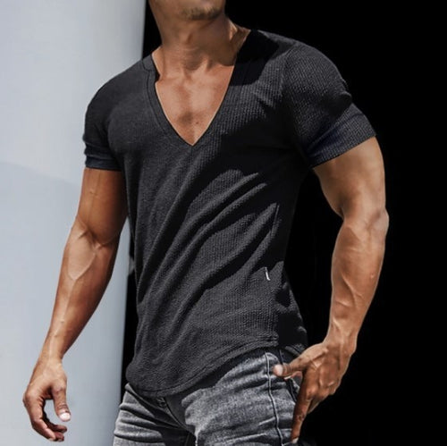 Herren V-Ausschnitt T-Shirt mit strukturierter Oberfläche R&B