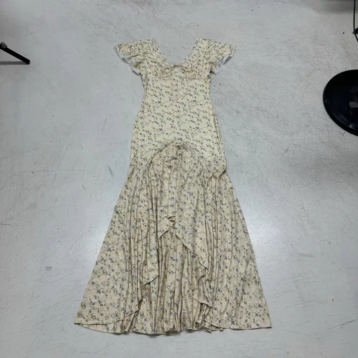 Damen Maxikleid mit zauberhaftem Blumenmuster und eleganter Rüschendetail R&B