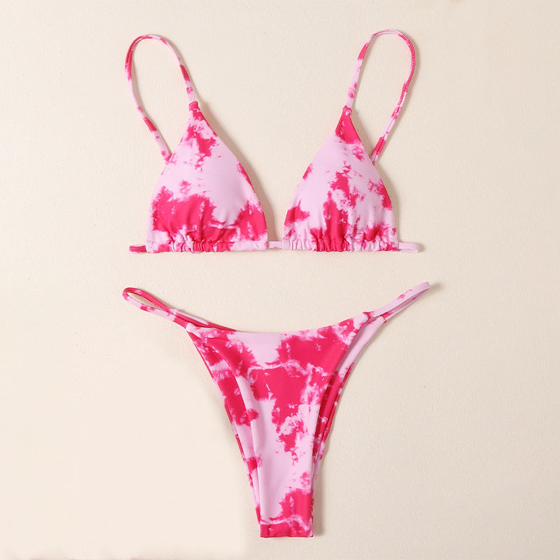 Damen Triangel-Bikini mit modischem Batikdesign