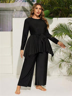 Damen elegantes Strandoutfit mit Blumenbindung und weitem Schnitt R&B