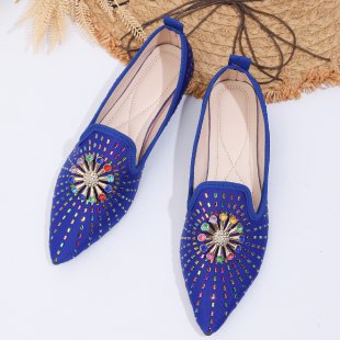 Damen elegante Ballerinas mit funkelndem Blumenapplikation R&B