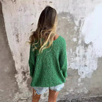 Damen Bequemes V-Ausschnitt Sweatshirt mit Struktur und langen Ärmeln R&B