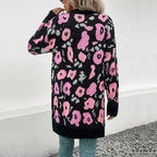 Damen Strickjacke mit floralem Muster und offenem Schnitt