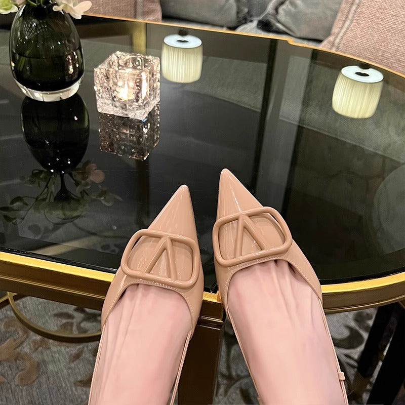 Damen elegante Slingback-Pumps mit modischem Schnallenverschluss und dezentem Absatz R&B