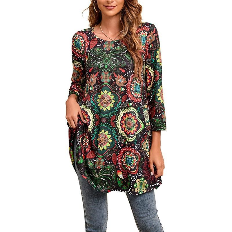 Damen Tunika mit einzigartigem Mandala-Druck R&B