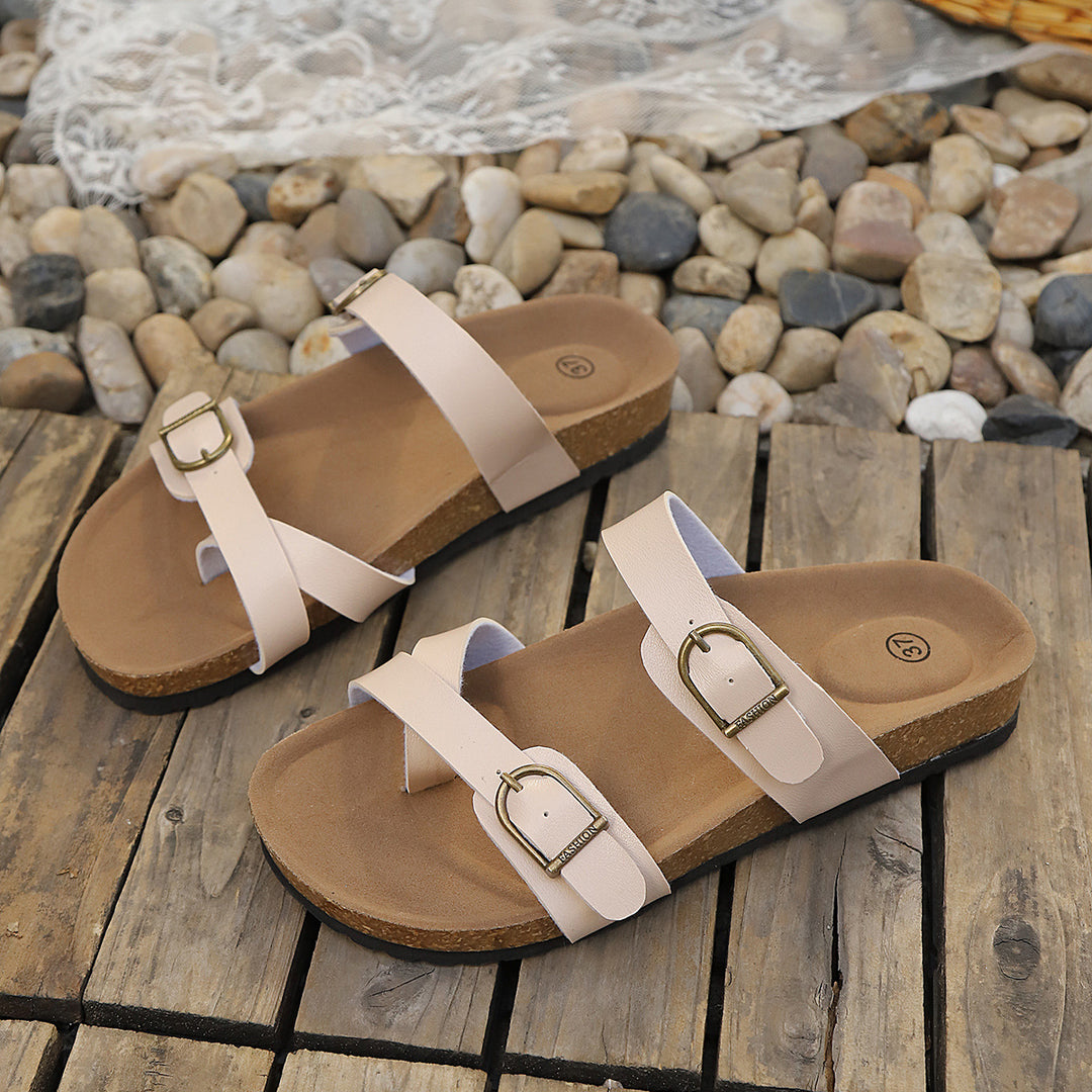 Damen Komfortable Birkentyp Sandalen mit modischen Schnallen R&B