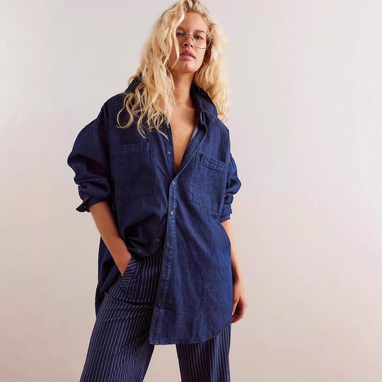 Damen Oversized Denim Hemd R&B