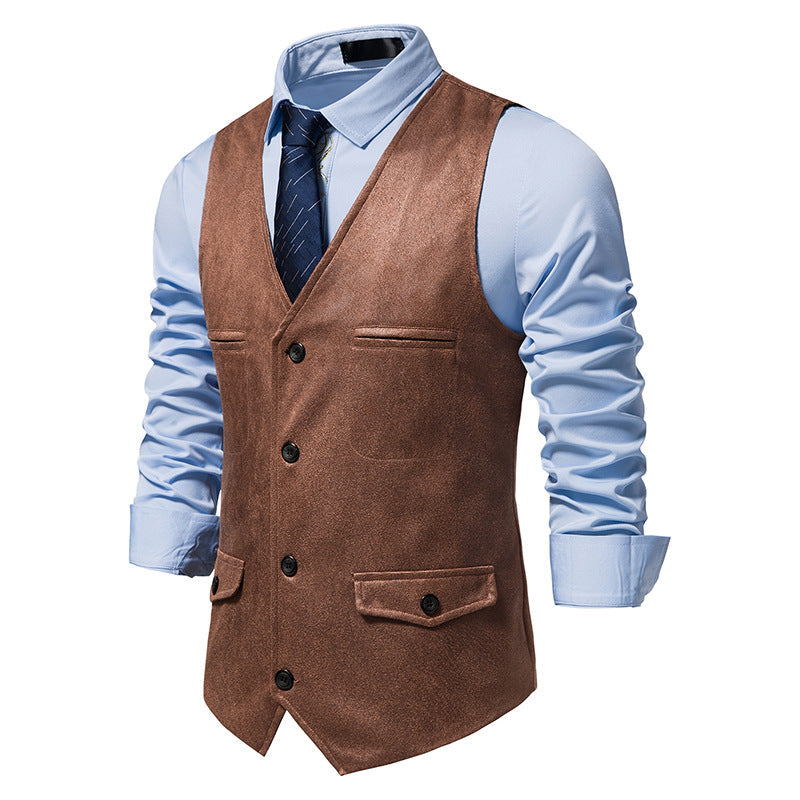 Herren Elegante Kunstlederweste mit praktischen Taschen