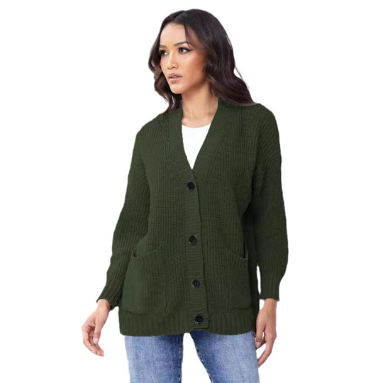 Damen Grobstrick-Cardigan mit praktischen Taschen und klassischem Knopfverschluss R&B