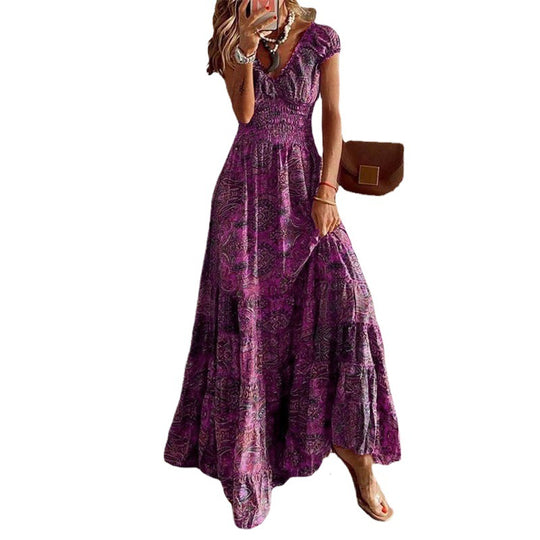 Damen Maxikleid Chiffon V-Ausschnitt