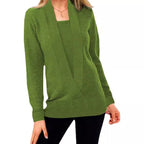 Damen eleganter Pullover mit tiefem V-Ausschnitt und leichtem Strukturdesign R&B
