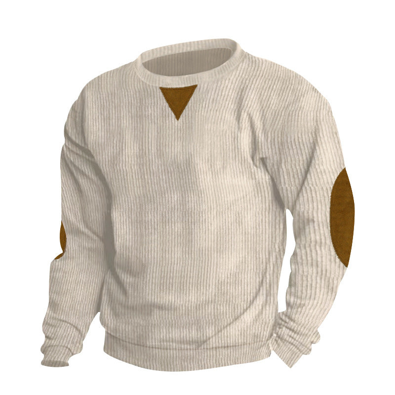 Herren stylischer Feinstrickpullover mit Struktur und modischen Ellenbogen-Patches R&B