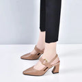 Damen Slingback Pumps mit elegantem Blockabsatz und verstellbarem Riemendesign R&B