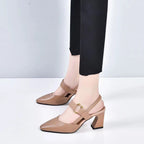 Damen Slingback Pumps mit elegantem Blockabsatz und verstellbarem Riemendesign R&B