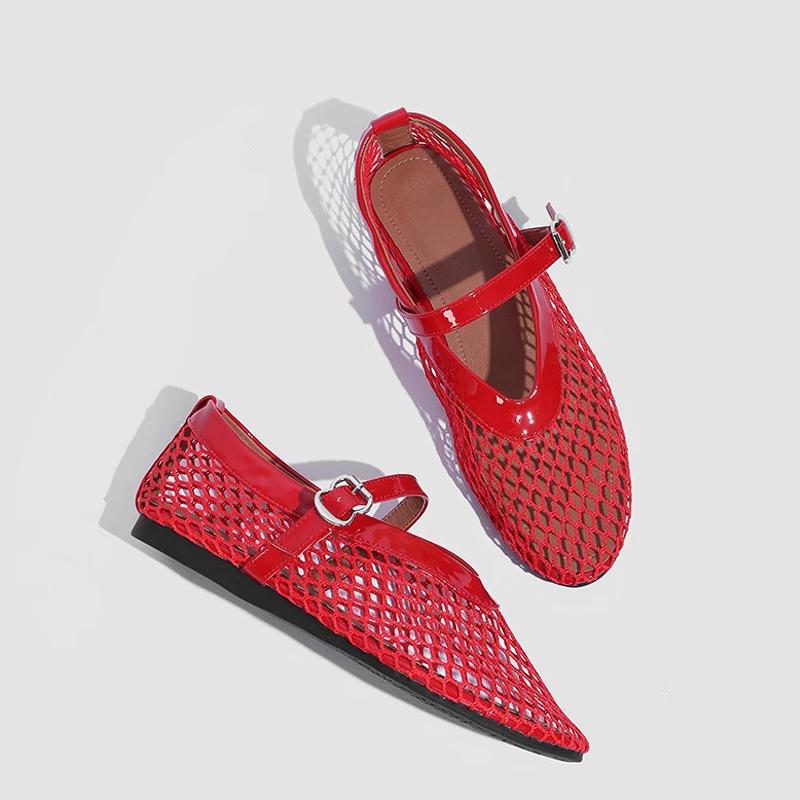 Damen Ballerinas mit elegantem Netzdesign und modischem Riemen R&B