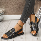 Damen Stilvolle Riemensandalen mit dekorativen Kettenakzenten R&B