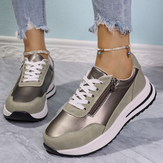 Damen Sportliche Sneakers mit praktischen Reißverschluss und atmungsaktiver Sohle R&B