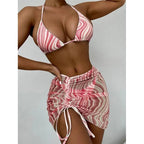 Damen Triangel-Bikini mit stylischem Wickelrock und verstellbaren Trägern R&B