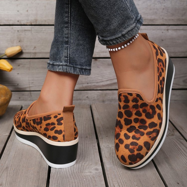 Damen Wedge-Sneaker mit animalistischem Muster und rutschfester Sohle R&B