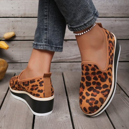 Damen Wedge-Sneaker mit animalistischem Muster und rutschfester Sohle R&B
