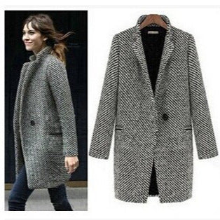 Damen Elegante zweireihige Blazerjacke mit klassischem Houndstooth-Muster R&B