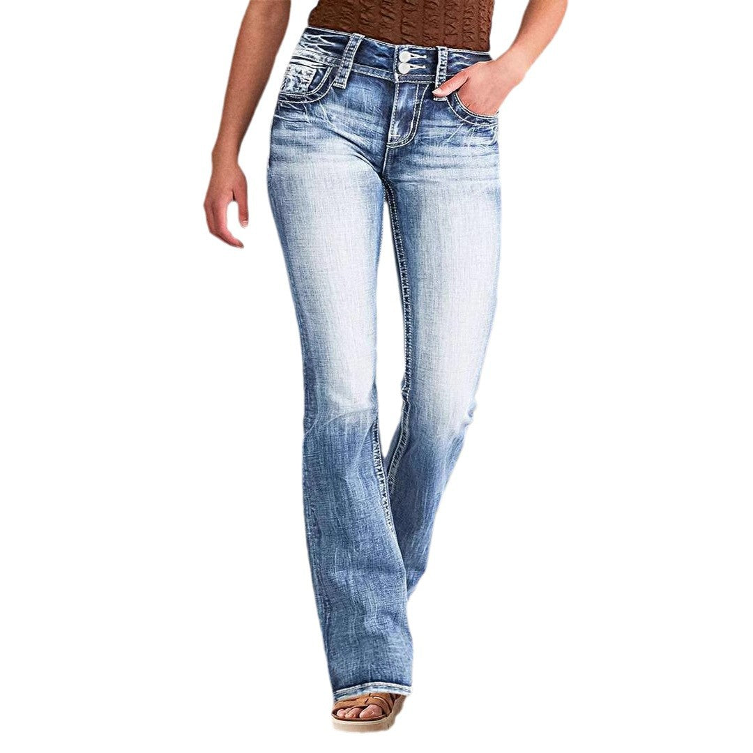 Damen Flared Jeans mit hohem Bund und lässigem Schnitt R&B