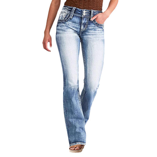 Damen Flared Jeans mit hohem Bund und lässigem Schnitt R&B