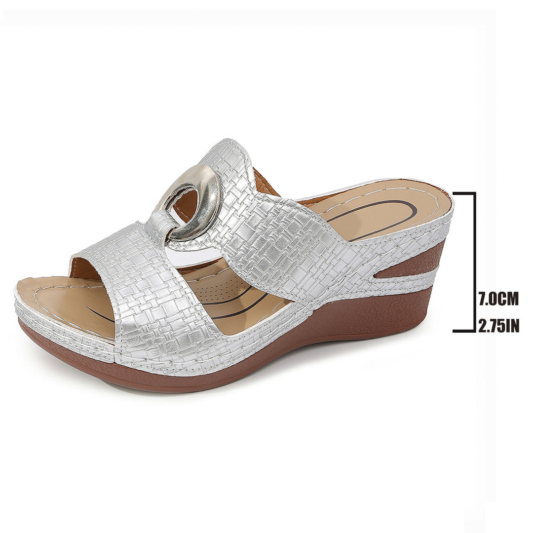 Damen Wedge-Sandalen mit modischem Tierfell-Design und anatomischer Fußbettung R&B