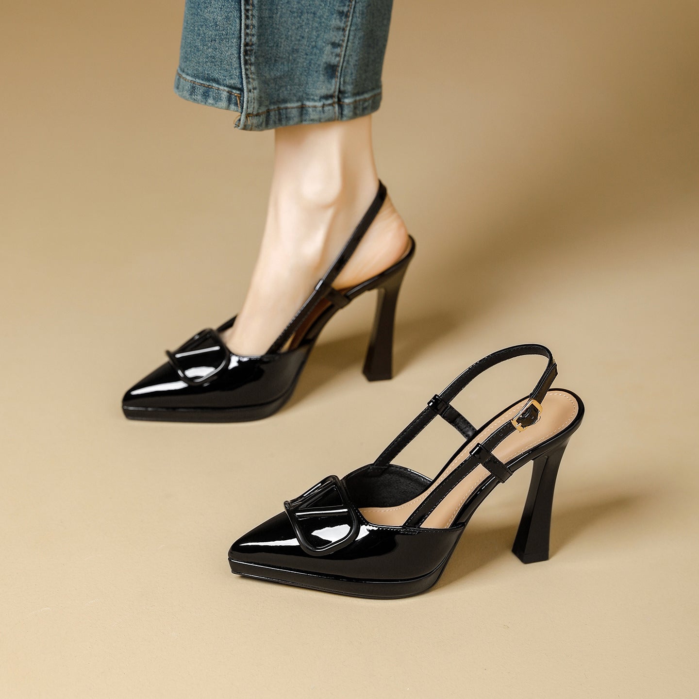 Damen Slingback-Pumps mit eleganter Schleifenapplikation