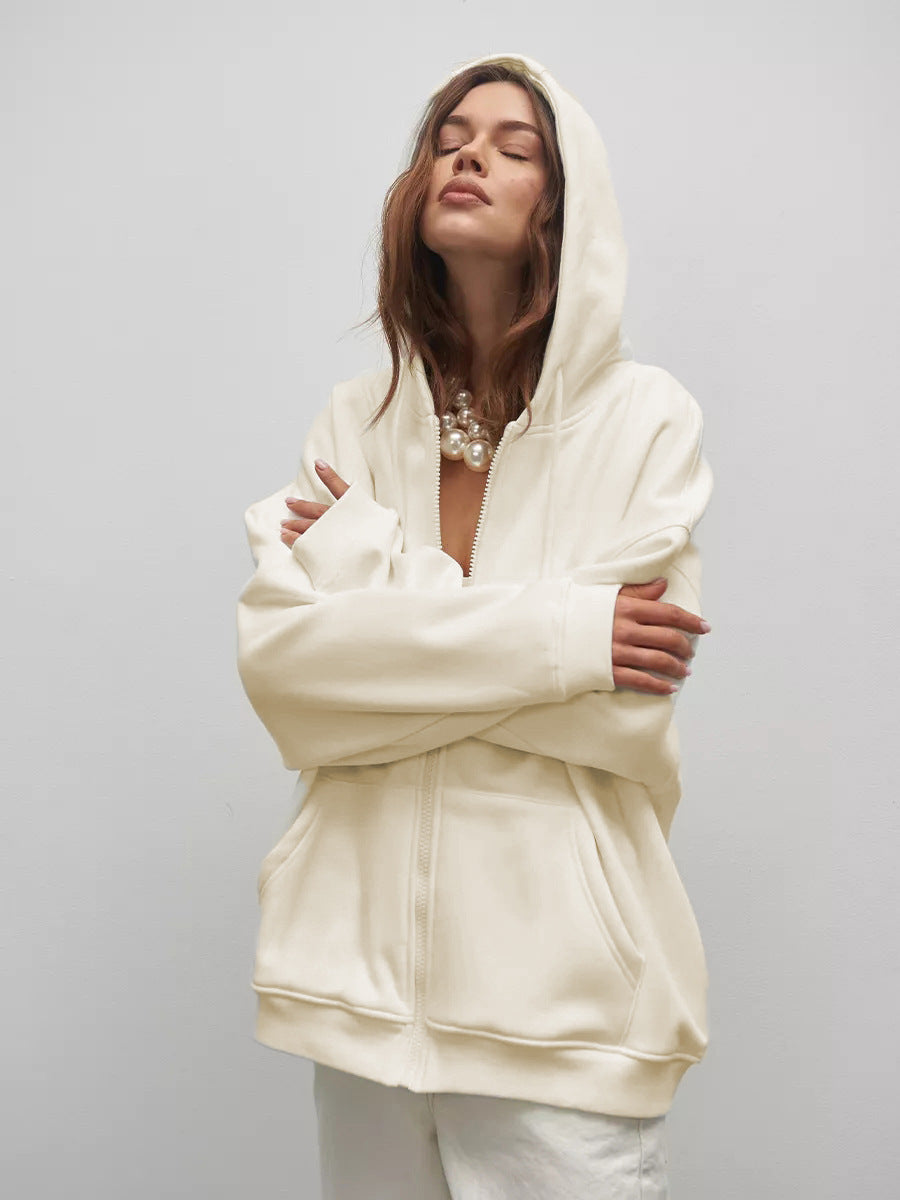 Damen Kuschelige Zip-Hoodie mit Oversized-Schnitt R&B