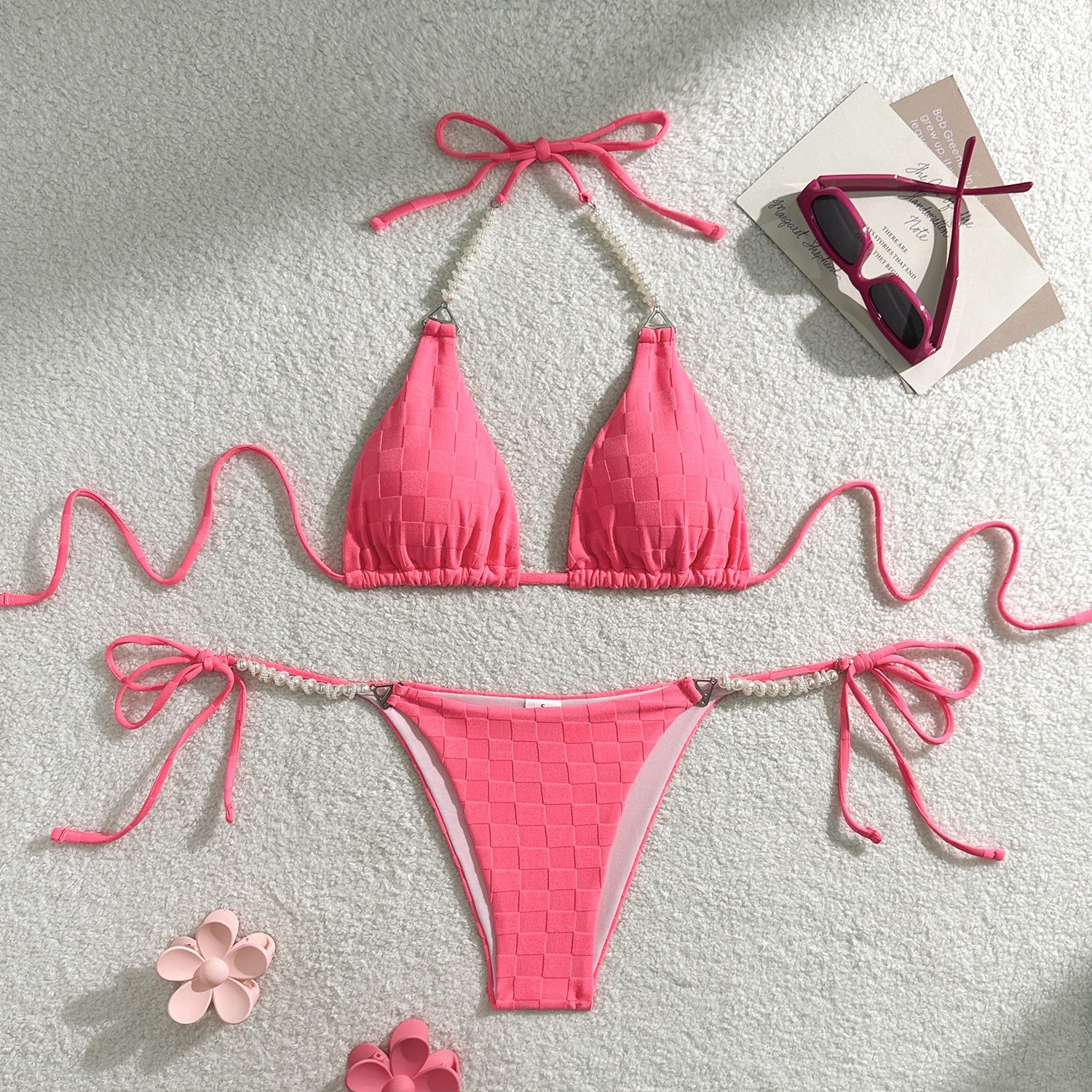 Damen Triangel-Bikini mit luxuriöser Perlenverzierung R&B