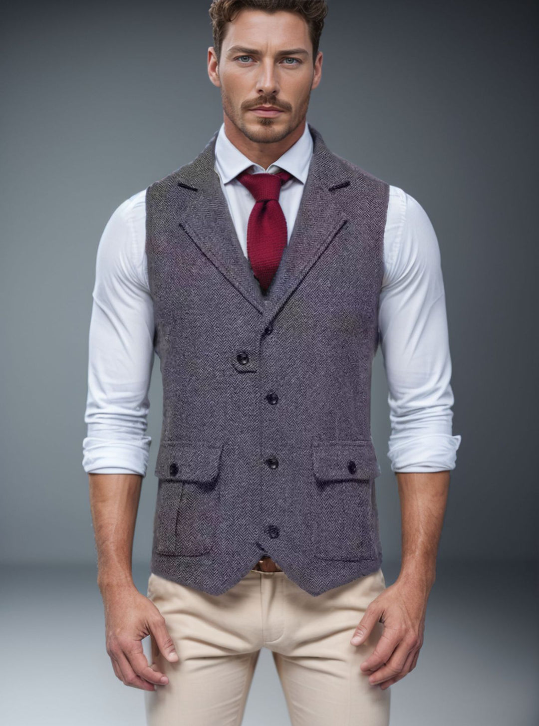 Herren Weste im klassischen Herringbone-Design R&B