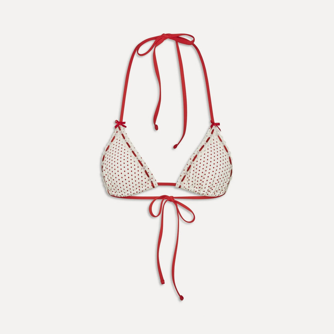 Damen Triangel-Bikini mit verspieltem Punktmuster und raffinierten Bindebändern R&B