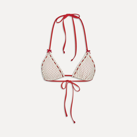 Damen Triangel-Bikini mit verspieltem Punktmuster und raffinierten Bindebändern R&B