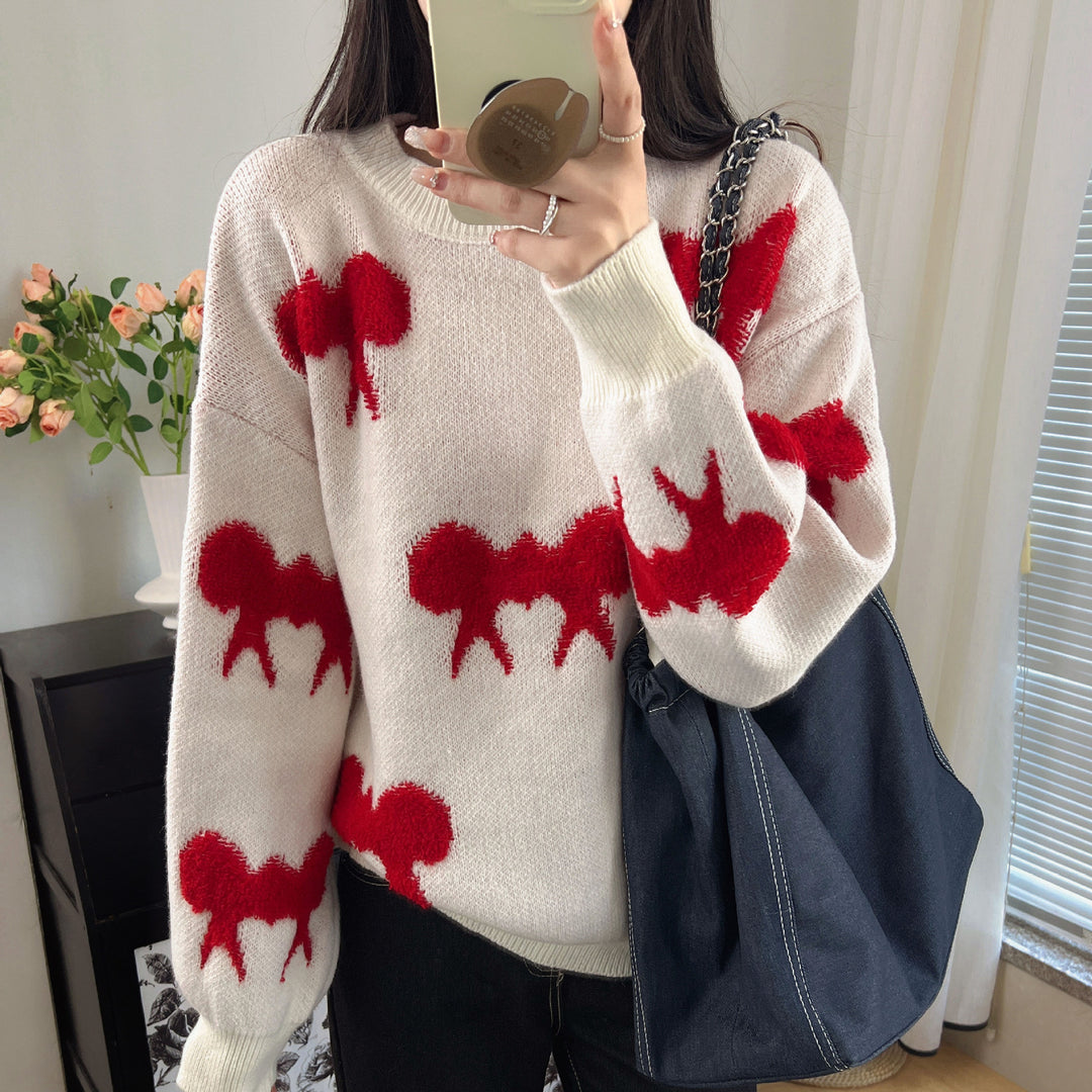 Damen kuscheliger Strickpullover mit verspieltem Muster R&B