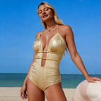 Damen Einteiliger Badeanzug mit tiefem V-Ausschnitt und eleganten Cut-Out-Details R&B