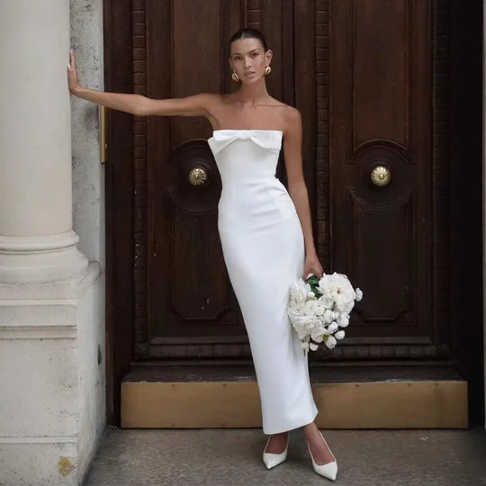 Damen Trägerloses Maxi-Kleid mit elegantem Schleifendetail R&B